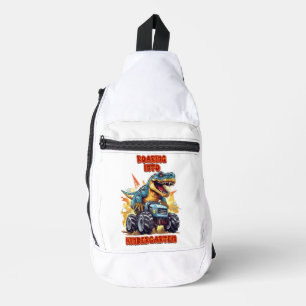 brullen in kleuterschool T Rex en Monster Truck Sling Bag