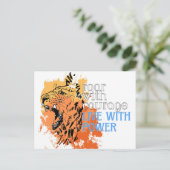 Brullen met moed, leven met macht briefkaart (Staand voorkant)