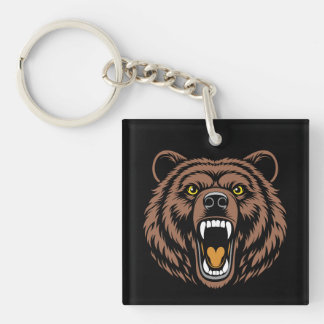 Brullend Beer Kracht Embleem Sleutelhanger