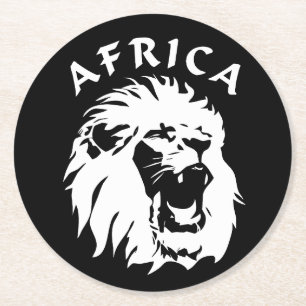 brullend leeuwengezicht Afrika Ronde Kartonnen Onderzetter