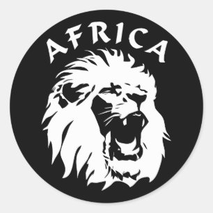 brullend leeuwengezicht Afrika Ronde Sticker