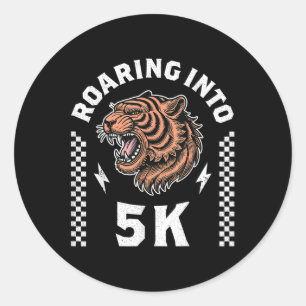Brullend naar 5k Brullende Tijger Terug naar Schoo Ronde Sticker