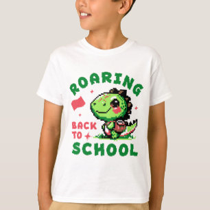 Brullend terug naar school dinosaurus ontwerp t-shirt