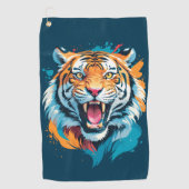 brullend tijgergezicht golfhanddoek (Voorkant)