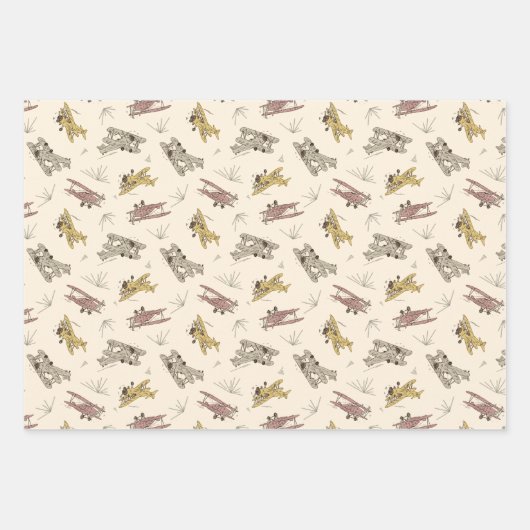 Brullende Art Deco Bi-planes - rood geel patroon. Inpakpapier Vel (Voorkant)