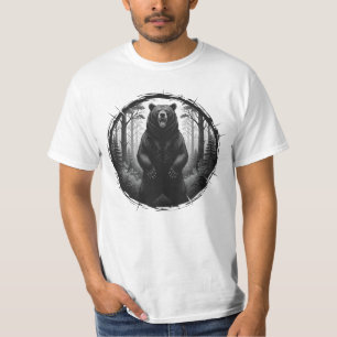 Brullende Beer Illustratie – Wilde Bos Grafisch T- T-shirt