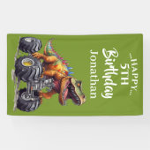 Brullende dinosaurus T-Rex monstertruckfeestje Spandoek (Horizontaal)