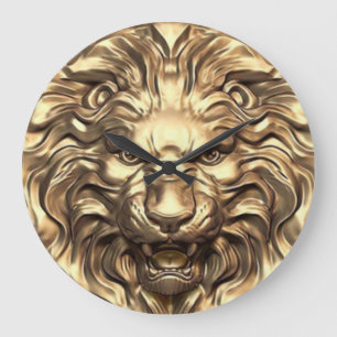 Brullende Gouden Leeuwenkop Wandklok Grote Klok