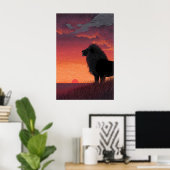 Brullende Horizon Leeuw Print Zonsondergang Wilde (Thuiskantoor)