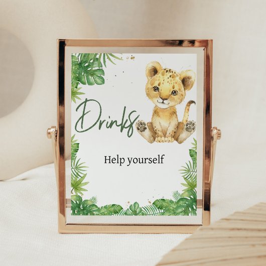 Brullende Leeuw Baby shower Drinken Poster