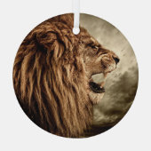 Brullende Leeuw: Majestueuze kunst. Glas Ornament (Achterkant)