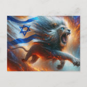 Brullende leeuw met de Israëlische vlag van de Dav Briefkaart (Voorkant)