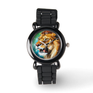 Brullende Leeuw Zijwaarts Geposeerde Portret-57566 Horloge