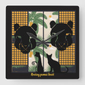 Brullende Pumas Harten Vierkante Klok (Voorkant)