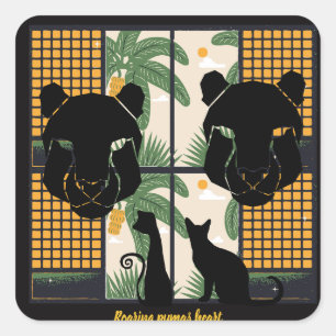 Brullende Pumas Harten Vierkante Sticker