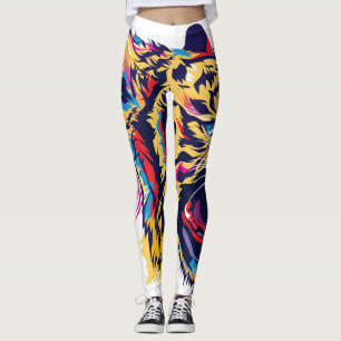 Brullende tijger: kleurrijke hoofdillustratie. leggings