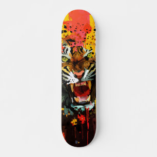 Brullende Tijger Verfspatten Hoge Energie Straatku Skateboard
