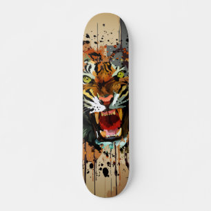 Brullende Tijger Verfspatten Minimalistische Stede Skateboard