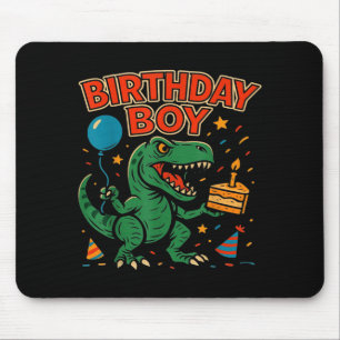 Brullende verjaardagsfeestelijke dinosaurusontwerp muismat