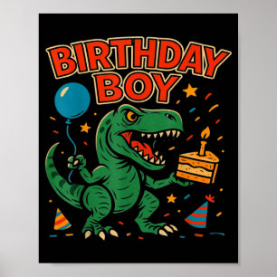 Brullende verjaardagsjongen dinosaurus viering ont poster