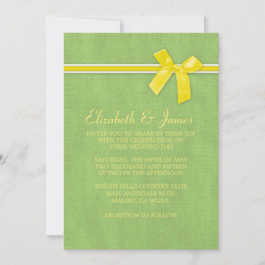 Brûlons rustiques jaunes et verts Invitations de m (Devant)