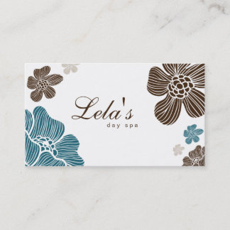 Brun bleu de carte de visite de spa floral de