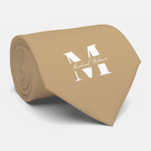 Brun Clair Cravate de mariage personnalisée avec