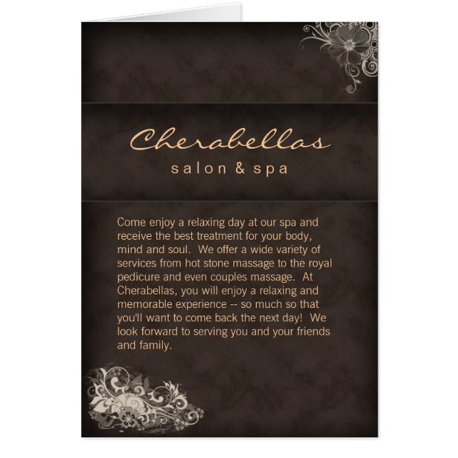 Brun de beige de brochure de spa de salon (Devant)