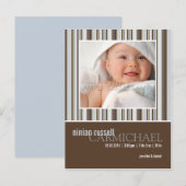 Brun de rayures d'hiver • Faire-part de bébé (Devant / Derrière)