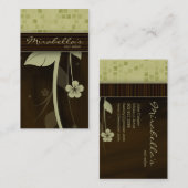 Brun de vert de carré de carte de visite de fleur (Devant / Derrière)