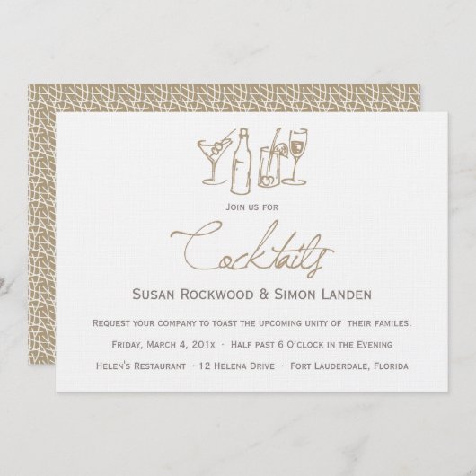 Brun des invitations | de cocktail de mariage (Devant / Derrière)