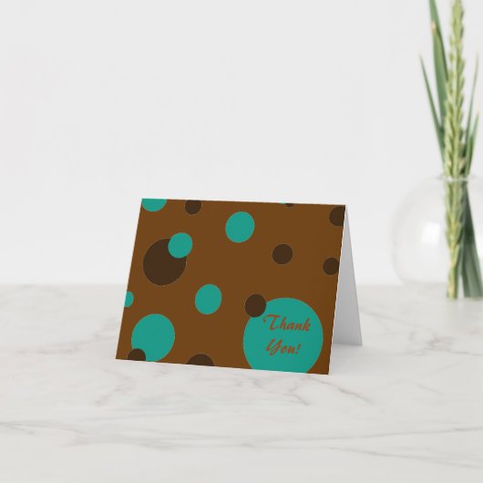 brun et cartes de note de "Merci" de turquoise (Devant)