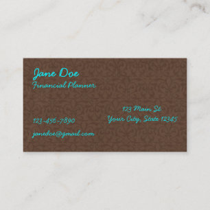 Brun et cartes de visite de motif de turquoise