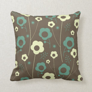 Brun et coussin floral turquoise