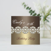 Brun et invitation d'anniversaire de perle d'or (Debout devant)