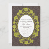 Brun et invitation floral Chartreuse de mariage (Devant)