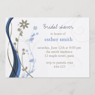 Brun et invitation florale bleue de charme