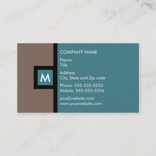 Brun moderne et carte de visite de monogramme de (Devant)