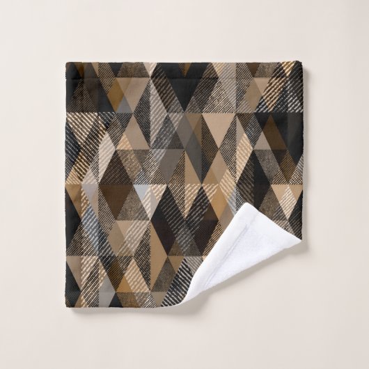 Brun rhombique texturé avec beige (Gant de toilette)
