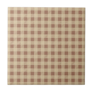 Brun Tan Beige Buffalo Carreaux De Pays Rustique