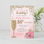 Brunch and Bubble Birthday Glitter Invitation Kaart (Staand voorkant)