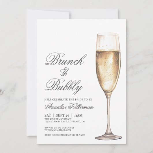 Brunch And Bubbly Bridal Shower Kaart (Voorkant)