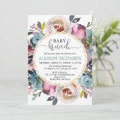 Brunch baby shower genderneutraal, blauwgroen bord kaart (Staand voorkant)