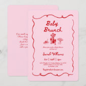 Brunch Baby Shower Girl Invitation Kaart (Voorkant / Achterkant)