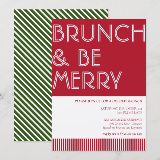 Brunch & Be Merry Green Red Kerstmis Brunch Kaart (Voorkant / Achterkant)