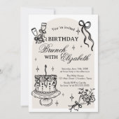 Brunch Birthday Invitation Kaart (Voorkant)