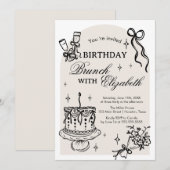 Brunch Birthday Invitation Kaart (Voorkant / Achterkant)