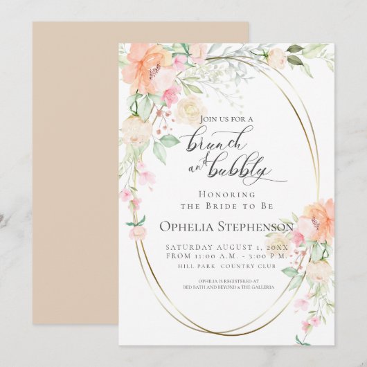  Brunch & bubbelbbel Coral Spring Flowers Kaart (Voorkant / Achterkant)