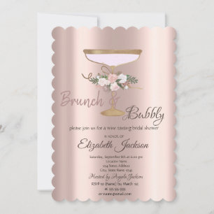 Brunch & Bubbels Bloemig Glas Bruidsdiner Kaart