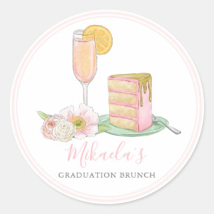 Brunch & Bubble Afstuderen champagne en druppelr Ronde Sticker